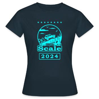 superScale Logo cyan - Women's T-Shirt - navy - Front - AI Model Female 172 dark (172cm)