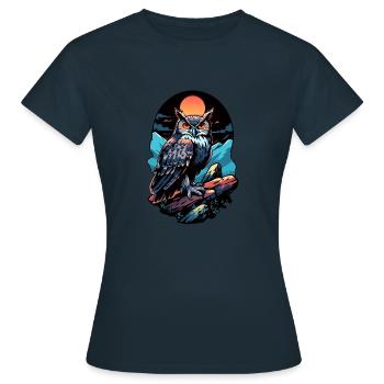 Great owl eagle owl by moonlight - Women's T-Shirt - navy - Front - AI Model Female 172 dark (172cm)