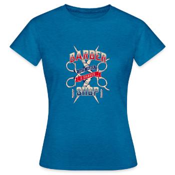 Barbier Barbier - T-shirt Femme - bleu saphir antique chiné - Devant - AI Model Female 172 dark (172cm)