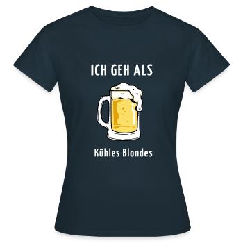 Lustiges Bier Kostüm - Ich geh als kühles Blondes - Frauen T-Shirt - Navy - Vorne - AI Model Female 172 dark (172cm)