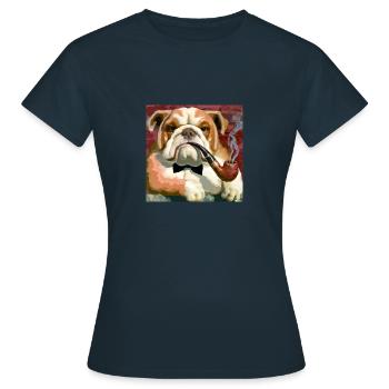 Andy Warold style painting of a bulldog - T-shirt Femme - marine - Devant - AI Model Female 172 dark (172cm)