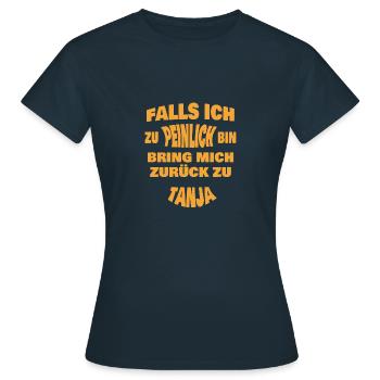 Zu peinlich zurück an Tanja - Frauen T-Shirt - Navy - Vorne - AI Model Female 172 dark (172cm)