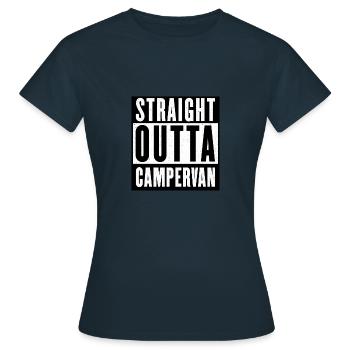 STRAIGHT OUTTA CAMPERVAN - Frauen T-Shirt - Navy - Vorne - AI Model Female 172 dark (172cm)