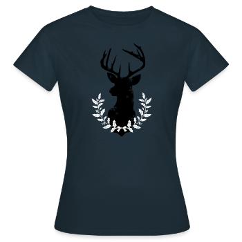 Winter Reindeer 2023 - Frauen T-Shirt - Navy - Vorne - AI Model Female 172 dark (172cm)