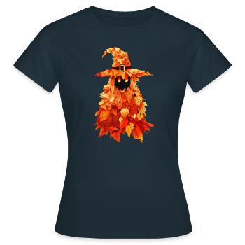 Gespenstische Hexe im herbstlichen Halloween - Frauen T-Shirt - Navy - Vorne - AI Model Female 172 dark (172cm)