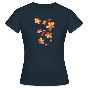 lebkuchen,weihnachten,süßikeiten,lebkuchenmann - Frauen T-Shirt - Navy - Vorne - AI Model Female 172 dark (172cm)