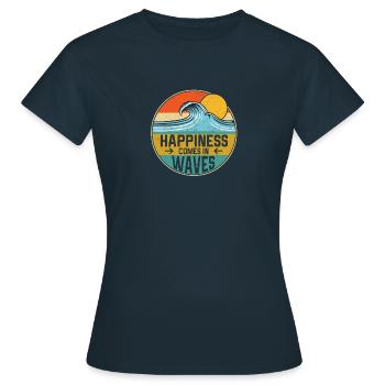 Happiness Comes In Waves Cool Vintage Surfer - Frauen T-Shirt - Navy - Vorne - AI Model Female 172 dark (172cm)