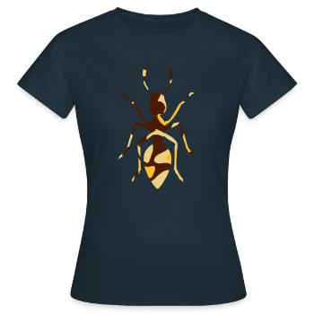 ANT / AMEISE FROM ABOVE - CAMO / CAMOUFLAGE - Frauen T-Shirt - Navy - Vorne - AI Model Female 172 dark (172cm)