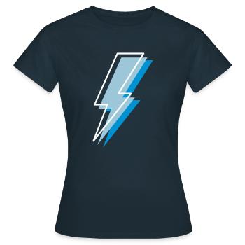 triple thunder sign with contrast - Women's T-Shirt - navy - Front - AI Model Female 172 dark (172cm)