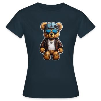 Ours en peluche rappeur Ganster - T-shirt Femme - marine - Devant - AI Model Female 172 dark (172cm)