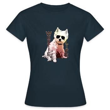 Pieskie Westie West Highland Terrier Pies - Women's T-Shirt - navy - Front - AI Model Female 172 dark (172cm)