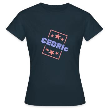 Prénom Anniversaire Cédric - T-shirt Femme - marine - Devant - AI Model Female 172 dark (172cm)