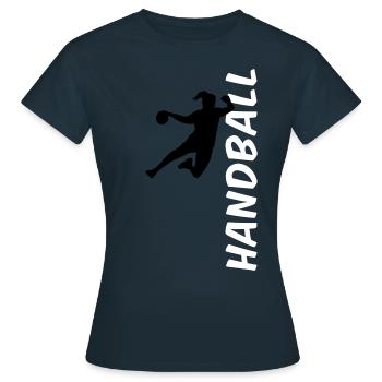 Handball - seitlich - Frauen T-Shirt - Navy - Vorne - AI Model Female 172 dark (172cm)