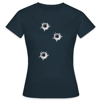 Bullet holes pistol gun shooting sports gift - Women's T-Shirt - navy - Front - AI Model Female 172 dark (172cm)