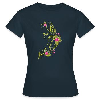 Blühender Zweig - Frauen T-Shirt - Navy - Vorne - AI Model Female 172 dark (172cm)