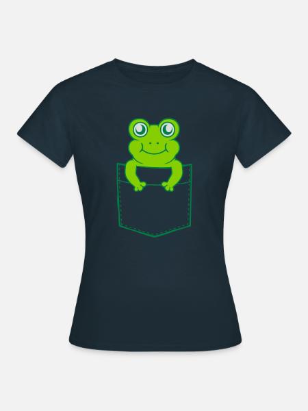 Unterwegs Hemdtasche Frosch Comic - Frauen T-Shirt - Navy