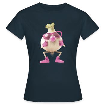 Zwiebel - Frauen T-Shirt - Navy - Vorne - AI Model Female 172 dark (172cm)