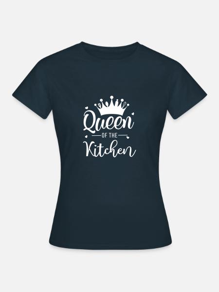 " Queen of the Kitchen" personalisierbar - Frauen T-Shirt - Navy