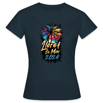 Lloret De Mar 2024 Palmen Bunt - Frauen T-Shirt - Navy - Vorne - AI Model Female 172 dark (172cm)