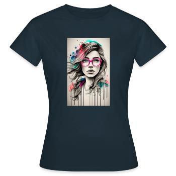 Lunettes roses fille - T-shirt Femme - marine - Devant - AI Model Female 172 dark (172cm)