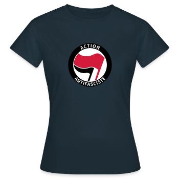Action Antifasciste - Frauen T-Shirt - Navy - Vorne - AI Model Female 172 dark (172cm)