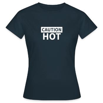 CAUTION HOT white - Women's T-Shirt - navy - Front - AI Model Female 172 dark (172cm)