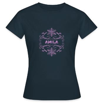 Amila als Ehefrau - Frauen T-Shirt - Navy - Vorne - AI Model Female 172 dark (172cm)