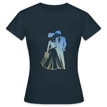 Bride Groom Newlyweds - Women's T-Shirt - navy - Front - AI Model Female 172 dark (172cm)