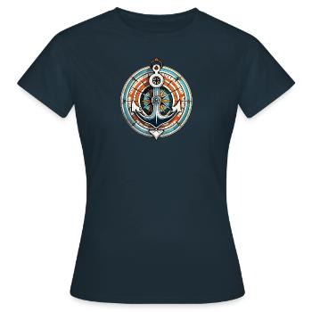 ancre et boussole, points cardinaux, marin - T-shirt Femme - marine - Devant - AI Model Female 172 dark (172cm)