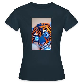 Psychedelischer Tiger - Frauen T-Shirt - Navy - Vorne - AI Model Female 172 dark (172cm)