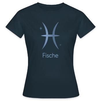 Sternzeichen Fische - Frauen T-Shirt - Navy - Vorne - AI Model Female 172 dark (172cm)