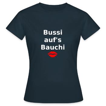 bussi aufs bauchi - Frauen T-Shirt - Navy - Vorne - AI Model Female 172 dark (172cm)