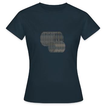 Ein Heuballen auf dem Bauernhof karriert ASCII - Frauen T-Shirt - Navy - Vorne - AI Model Female 172 dark (172cm)