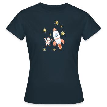 aquarelle spaceman - T-shirt Femme - marine - Devant - AI Model Female 172 dark (172cm)