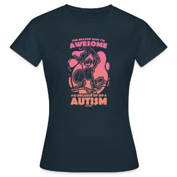 ich bin besonders weil ich Autismus habe - Frauen T-Shirt - Navy - Vorne - AI Model Female 172 dark (172cm)