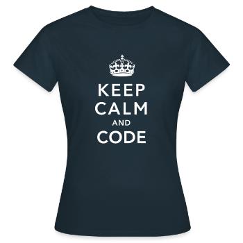 CALM DOWN AND CODE - T-shirt Femme - marine - Devant - AI Model Female 172 dark (172cm)