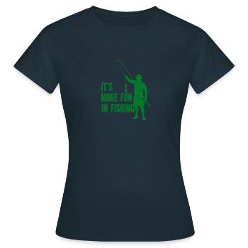 Angler Angelhaken Angelrute Sportfischer - Frauen T-Shirt - Navy - Vorne - AI Model Female 172 dark (172cm)
