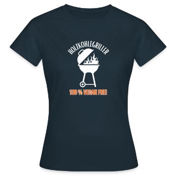Barbecue au charbon de bois - 100 % végétalien gratuit - barbecue - T-shirt Femme - marine - Devant - AI Model Female 172 dark (172cm)