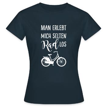 Man erlebt mich selten Rad los mit Fahrrad - Frauen T-Shirt - Navy - Vorne - AI Model Female 172 dark (172cm)