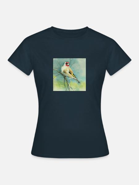 Distelfink Stieglitz gemalt - Frauen T-Shirt - Navy