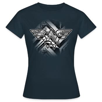 DC Comics Wonder Woman Logo Motifs - T-shirt Femme - marine - Devant - AI Model Female 172 dark (172cm)