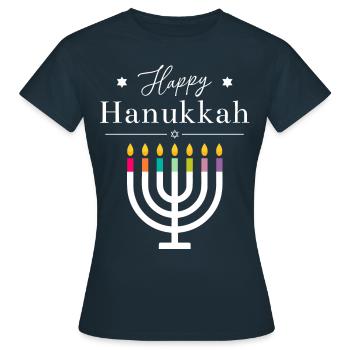 Happy Hanukkah Shirt | Menorah Festival of Lights - Women's T-Shirt - navy - Front - AI Model Female 172 dark (172cm)