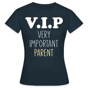 VIP - Sehr wichtiger Elternteil - Eltern Papa Mama - Frauen T-Shirt - Navy - Vorne - AI Model Female 172 dark (172cm)