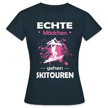 Skitouren Skitour Ski Berge Mädchen Frauen - Frauen T-Shirt - Navy - Vorne - AI Model Female 172 dark (172cm)