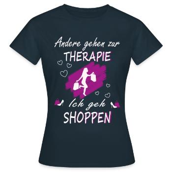 Shopping Shoppen Therapie Einkauf Design - Frauen T-Shirt - Navy - Vorne - AI Model Female 172 dark (172cm)