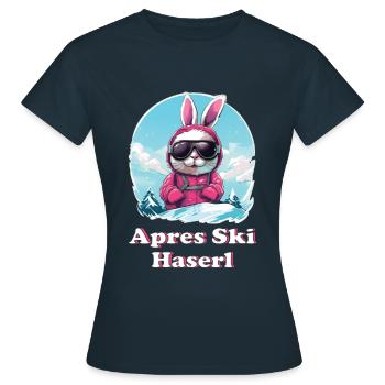 Apres Ski Haserl Party skifahrerin Trinken - Frauen T-Shirt - Navy - Vorne - AI Model Female 172 dark (172cm)