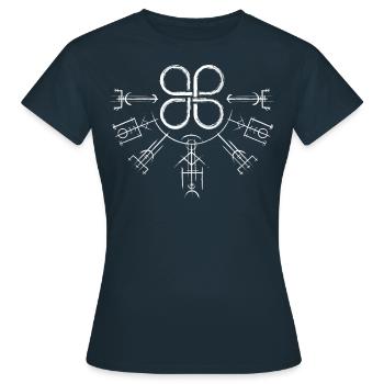 Schildknoten, verzierungen, wikinger, schutzsymbol - Frauen T-Shirt - Navy - Vorne - AI Model Female 172 dark (172cm)