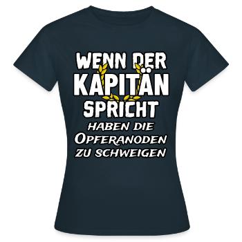 Kapitän und Opferanode lustiger Spruch Shirt - Frauen T-Shirt - Navy - Vorne - AI Model Female 172 dark (172cm)