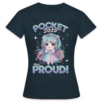 Anime Chibi Kawaii - Frauen T-Shirt - Navy - Vorne - AI Model Female 172 dark (172cm)