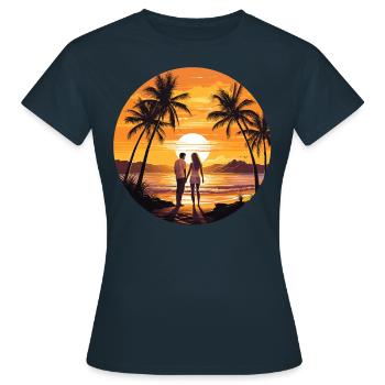 Beach Sunset - Women's T-Shirt - navy - Front - AI Model Female 172 dark (172cm)
